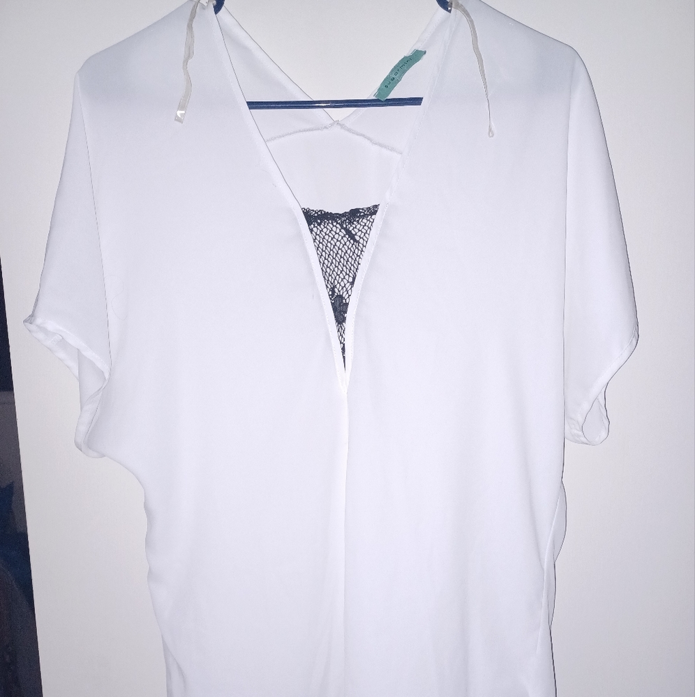 Sugarmint sheer short sleeve blouse